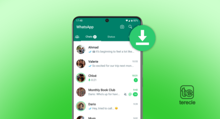 an image of WhatsApp and download icon on a green background