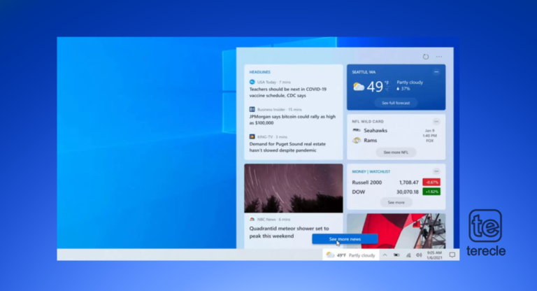 an image windows 10 weather, news and interest widget