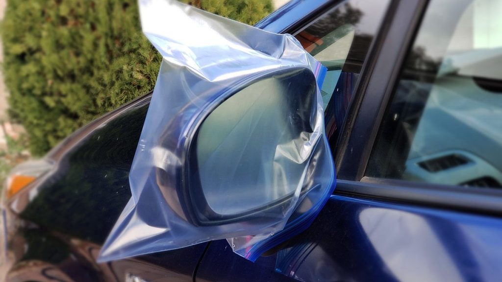 ziplock bag car mirror blue