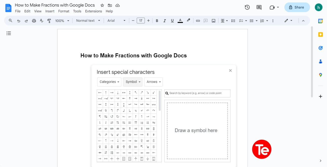 How to make fractions in google docs