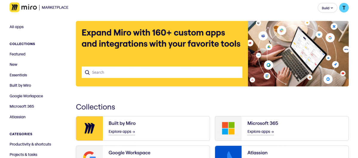 A screenshot of Miro's marketplace