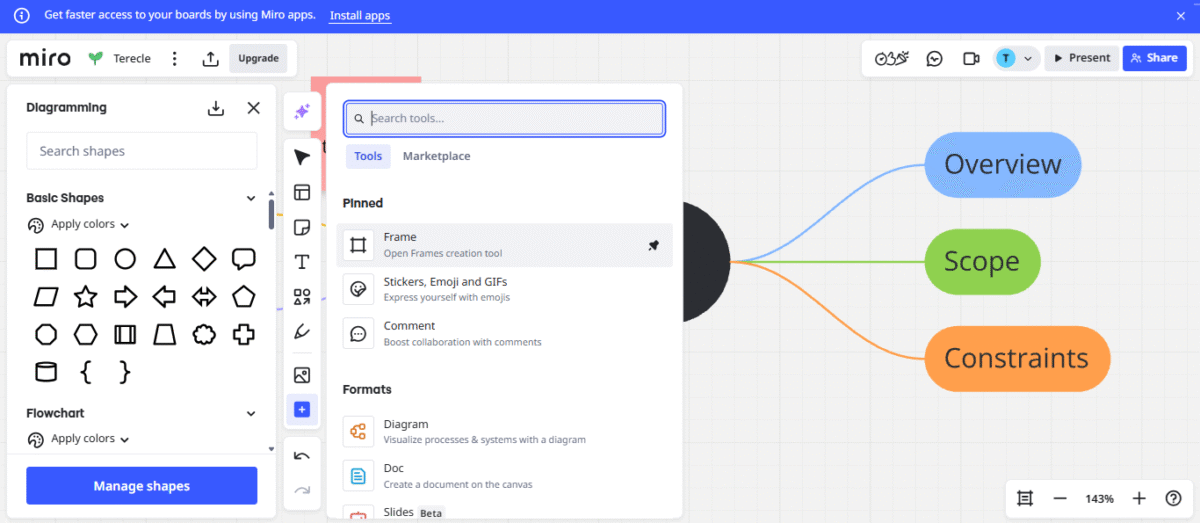 A screenshot of Miro toolbar