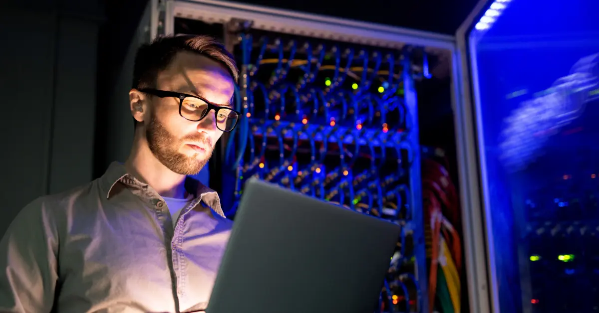An image of a network administrator, one of the highest paying tech jobs without coding.